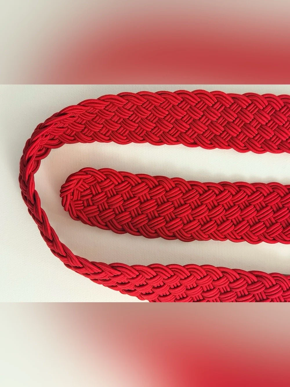 Lauren Ralph Lauren Red Braided Fully Adjustable Belt with Silver Buckle Medium